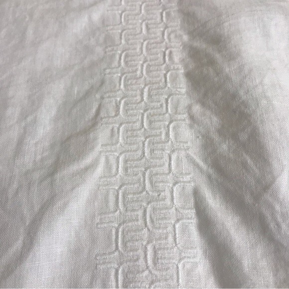 Breakwater Embroidered Linen Short Sleeve Button Front White Shirt Mens Medium - Picture 5 of 14